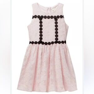 Kate Spade floral embroidered mesh dress Pink Lace Dress with Black Trim size 7